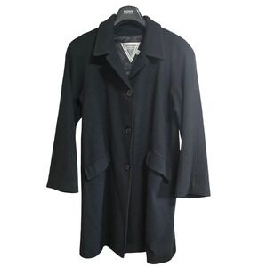 VTG J Percy 4 Marvin Richard black 100% lambswool Button‎ Front Overcoat USA XXL